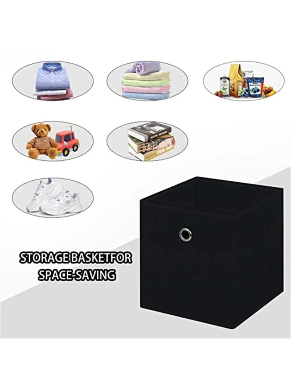 Black Foldable Storage Cubes Bins 11 Inch Cloth Storage Cube Fabric Storage